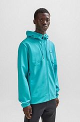 Cotton-blend zip-up hoodie with HD logo print, Light Green