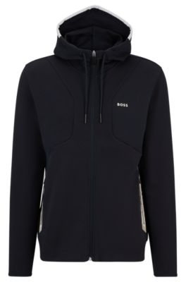 BOSS - Cotton-blend zip-up hoodie with HD logo print