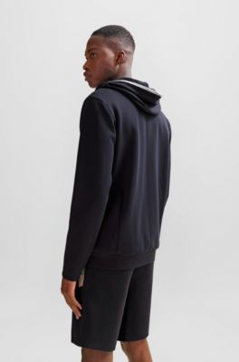 Sudadera de algod&oacute;n con capucha y cremallera con logo estampado HD, Azul oscuro