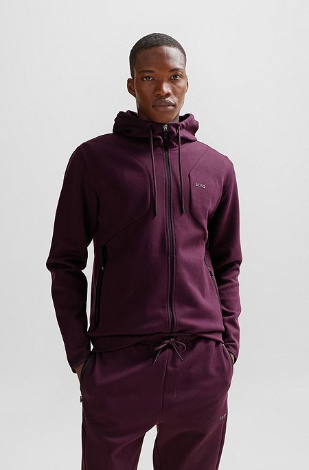 Cotton-blend zip-up hoodie with HD logo print, light pink
