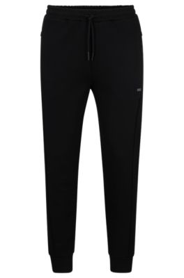 Shop Hugo Boss Cotton-blend Tracksuit Bottoms With Hd Logo Print In Black