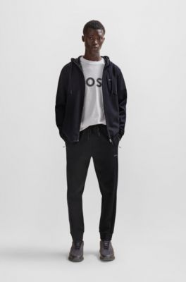 BOSS - Cotton-blend tracksuit bottoms with HD logo print - Black