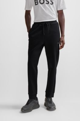 BOSS - Cotton-blend tracksuit bottoms with HD logo print - Black