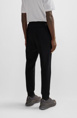 Cotton-blend tracksuit bottoms with HD logo print, Black