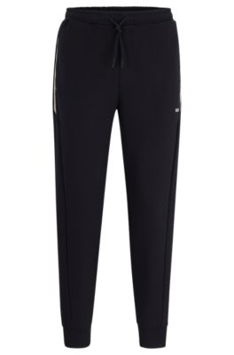 Shop Hugo Boss Cotton-blend Tracksuit Bottoms With Hd Logo Print In Dark Blue