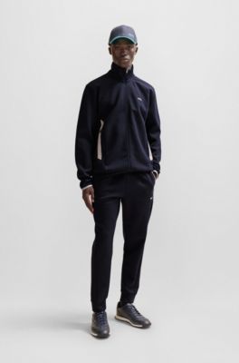 Bas de surv&ecirc;tement en coton m&eacute;lang&eacute; &agrave; logo imprim&eacute; en relief, Bleu fonc&eacute;