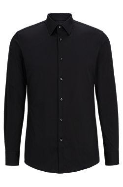 Camisa slim fit de popelín con elástico