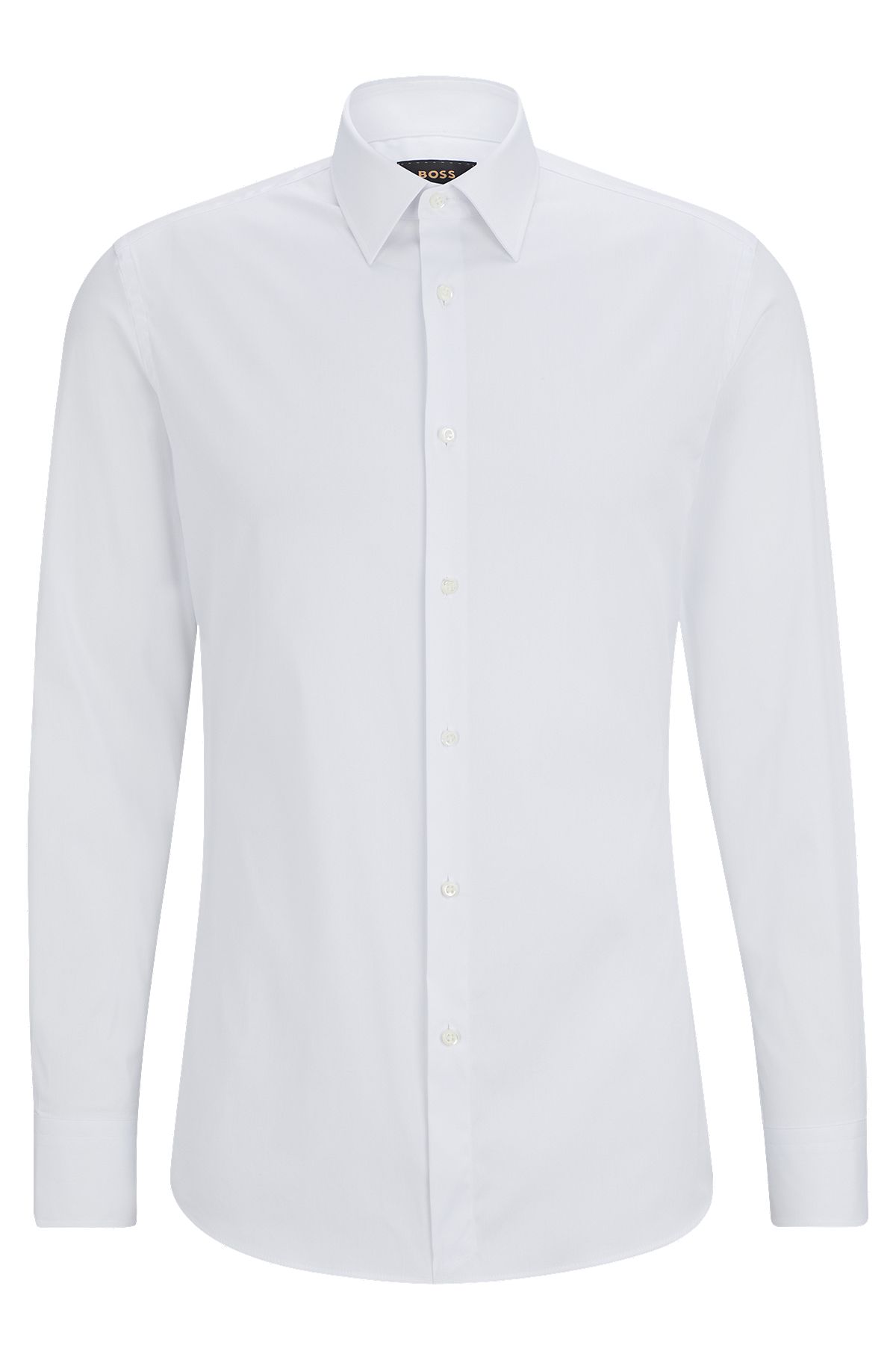 Slim-fit shirt in poplin with stretch, White