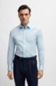 Slim-fit shirt in poplin with stretch, Light Blue