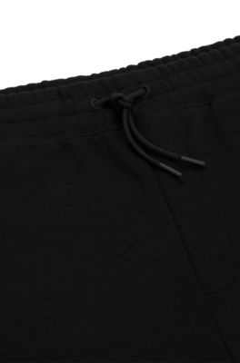 Cotton-terry shorts with puffed flame logo, Black