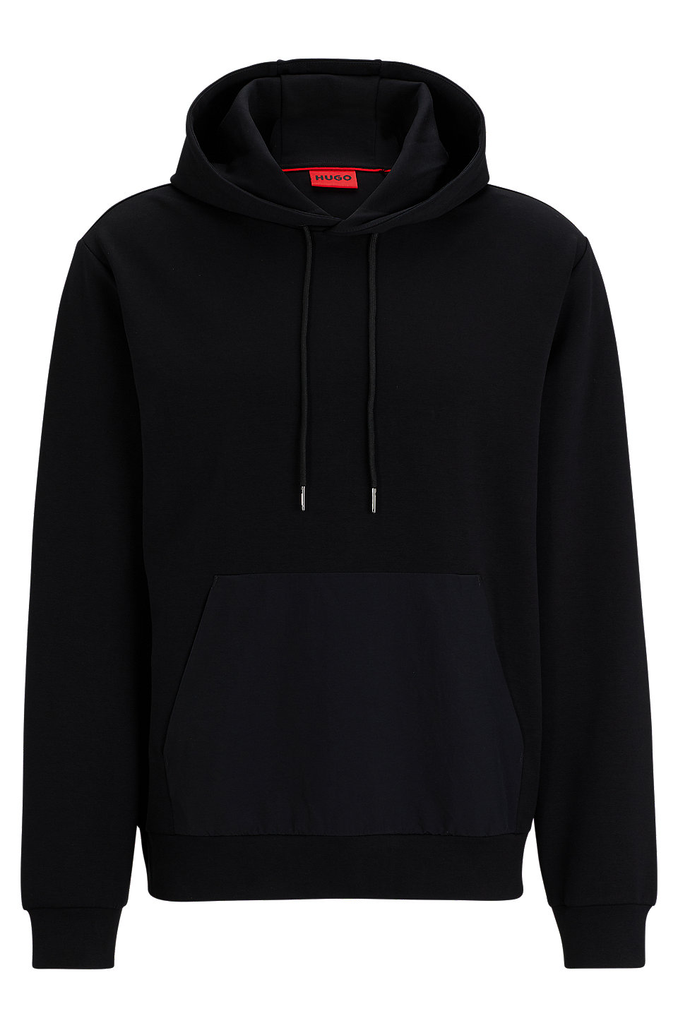 HUGO - Relaxed-fit hoodie in stretch cotton with contrast pocket