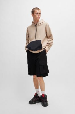 Sudadera con capucha relaxed fit en algod&oacute;n el&aacute;stico con bolsillos en contraste, Beige