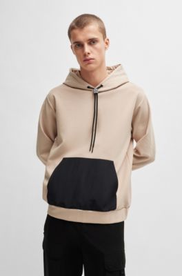 Sudadera con capucha relaxed fit en algod&oacute;n el&aacute;stico con bolsillos en contraste, Beige