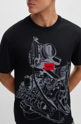 Relaxed-fit T-shirt in cotton jersey with seasonal artwork, Black