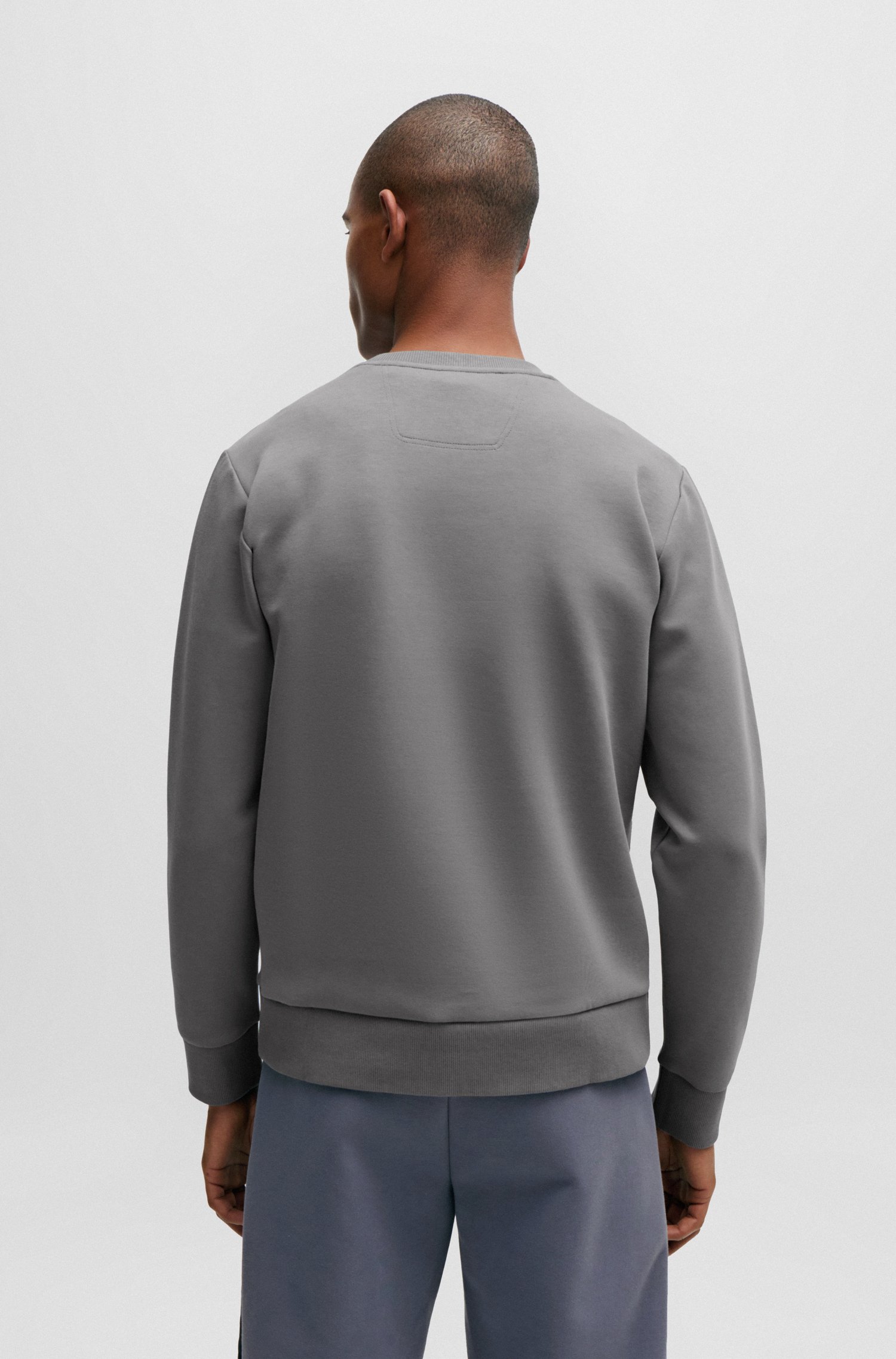 Mixed-material regular-fit sweatshirt with logo print