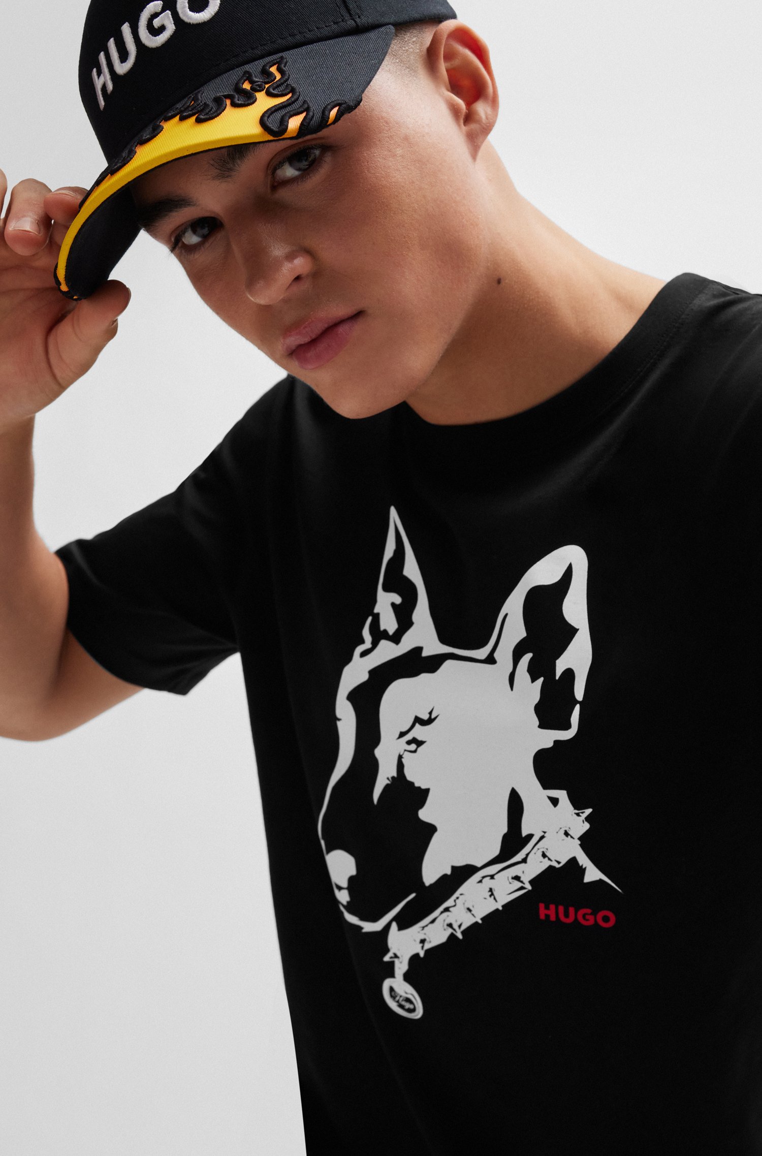 Camiseta de punto algodón con ilustración perro