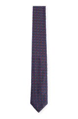 Silk-blend tie with jacquard-woven micro pattern, Red
