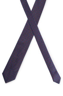 BOSS - Silk-blend tie with jacquard-woven micro pattern