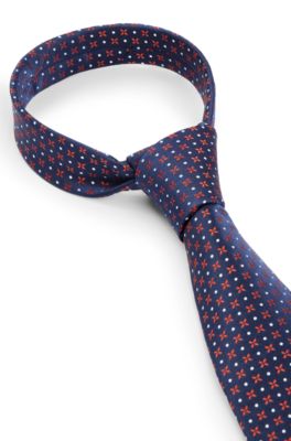 BOSS - Silk-blend tie with jacquard-woven micro pattern