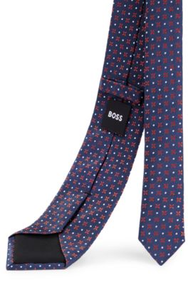 BOSS - Silk-blend tie with jacquard-woven micro pattern