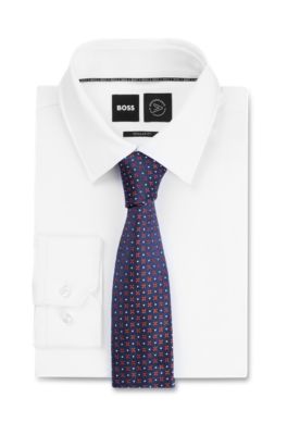 BOSS - Silk-blend tie with jacquard-woven micro pattern