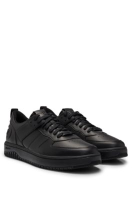 Hugo Mixed-material Trainers With Raised Logo In Black