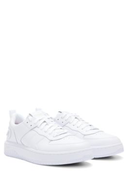 Shop Hugo Mixed-material Trainers With Raised Logo In White