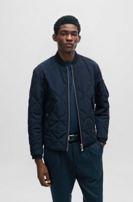 BOSS - Quilted regular-fit jacket with branded sleeve pocket 