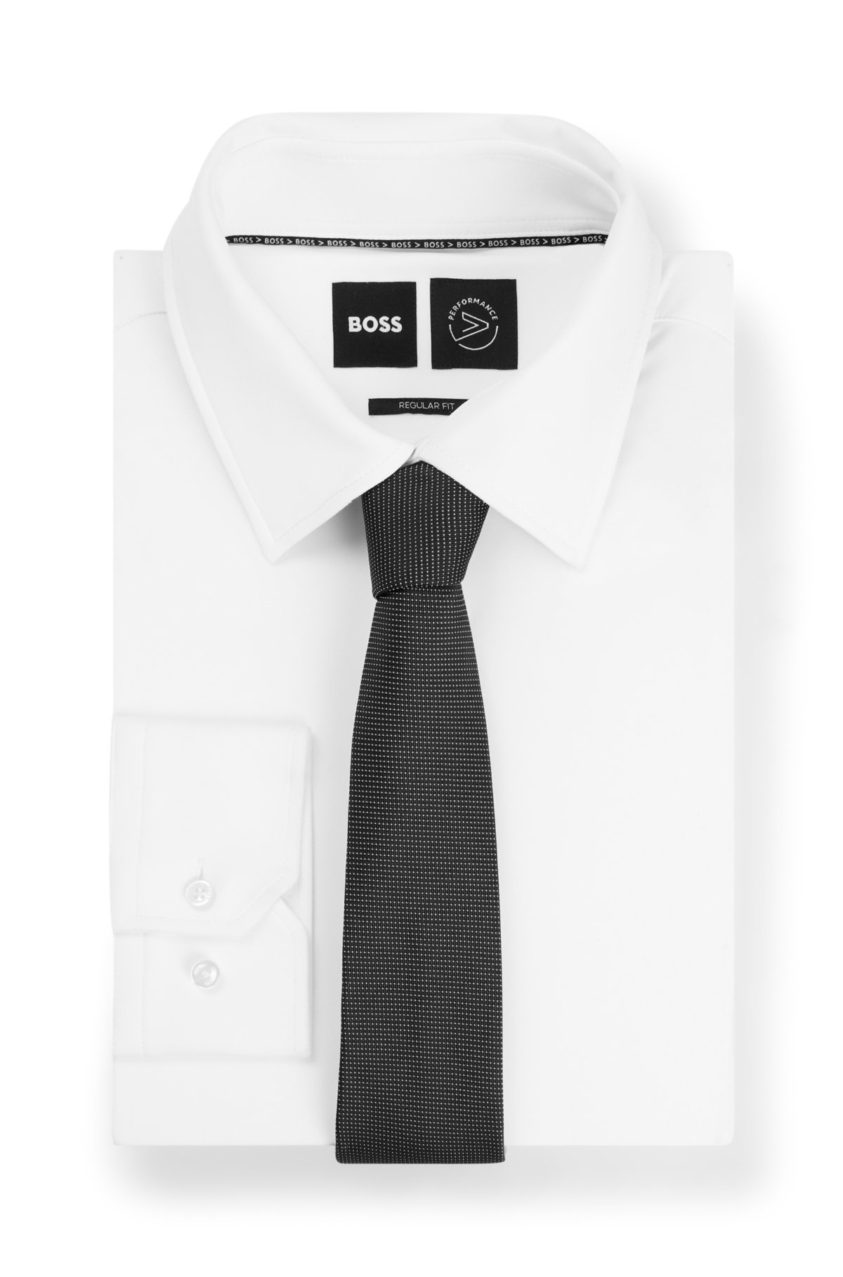 Silk-jacquard tie with all-over micro pattern, Black