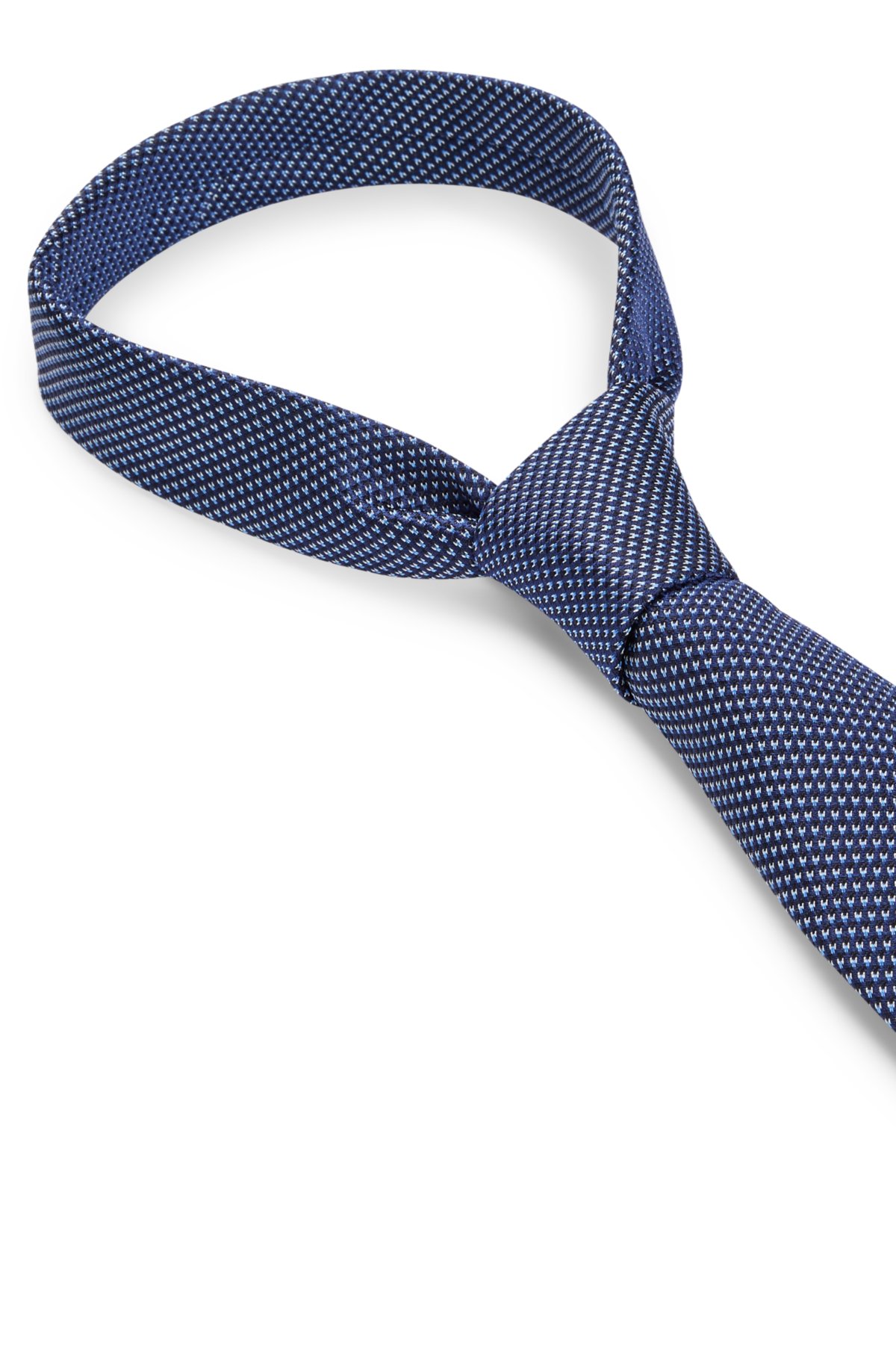 Silk-jacquard tie with all-over micro pattern, Dark Blue