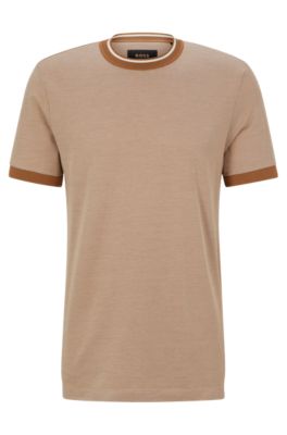 BOSS - Micro-pattern T-shirt in cotton and silk