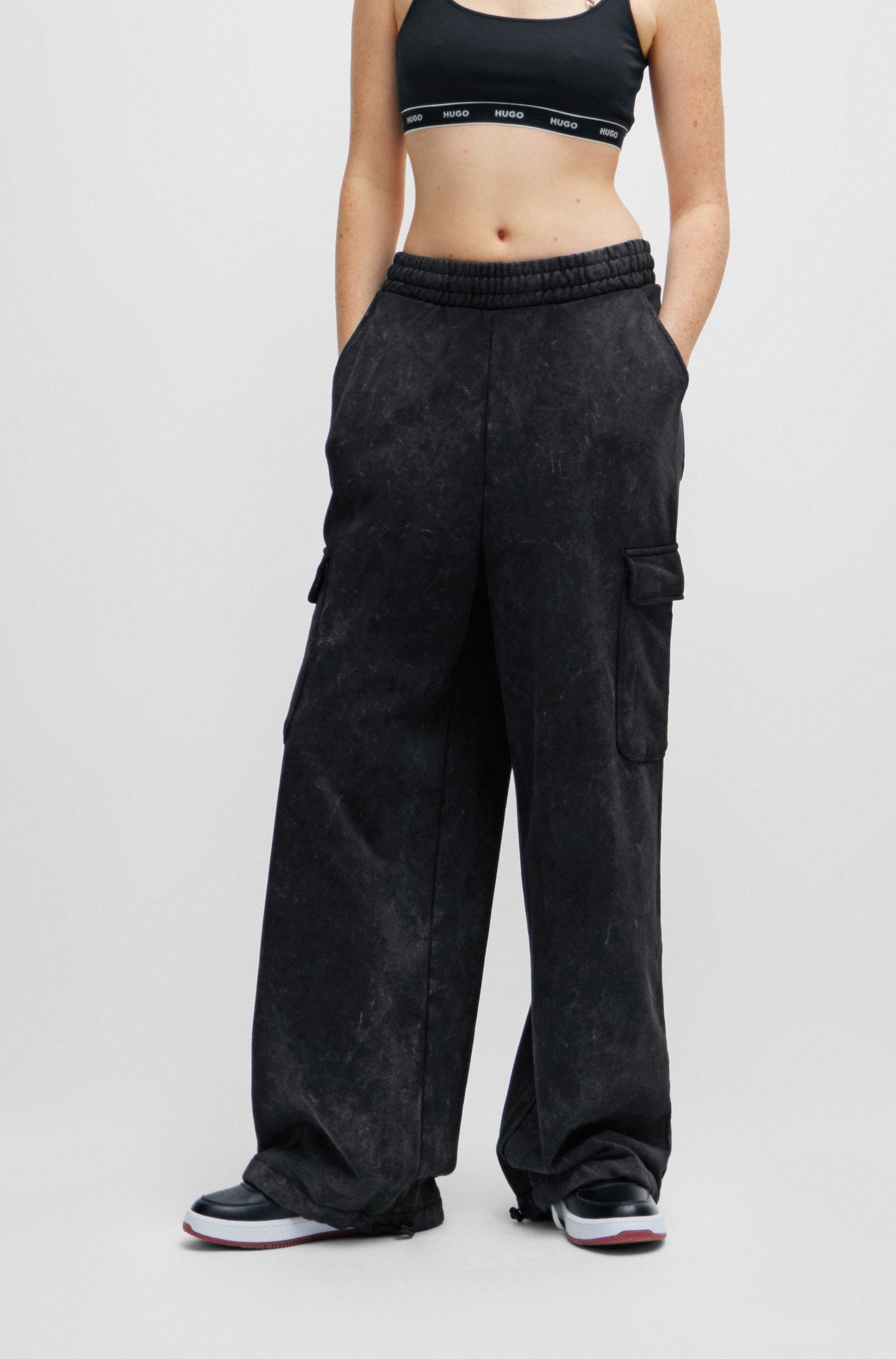 Relaxed-fit cargo tracksuit bottoms a cotton blend