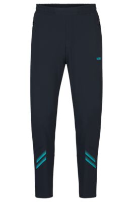 Shop Hugo Boss Regular-fit Tracksuit Bottoms With Decorative Reflective Artwork In Dark Blue