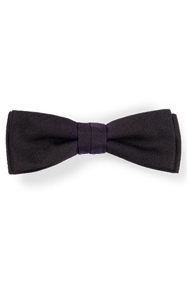 Italian-made bow tie in silk jacquard, Black