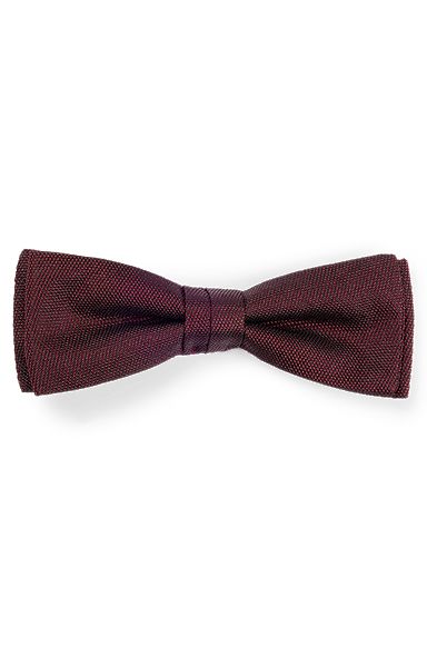 Italian-made bow tie in silk jacquard, Dark Red