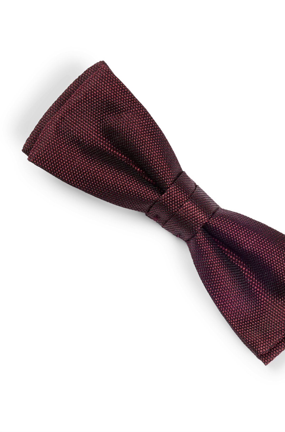 Italian-made bow tie in silk jacquard, Dark Red