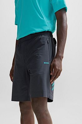BOSS - Regular-fit shorts reflective artwork with decorative
