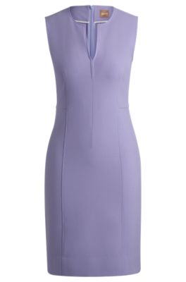 Shop Hugo Boss Sleeveless Dress With Notch Neckline In Purple