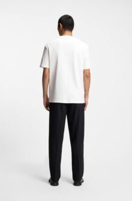 Camiseta en algod&oacute;n interlock con insignia met&aacute;lica con logo apilado, Blanco