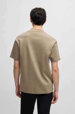 T-shirt en coton interlock avec badge logo m&eacute;tallique revisit&eacute;, Marron