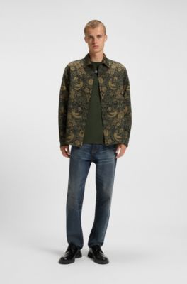 Camiseta en algod&oacute;n interlock con insignia met&aacute;lica con logo apilado, Verde oscuro