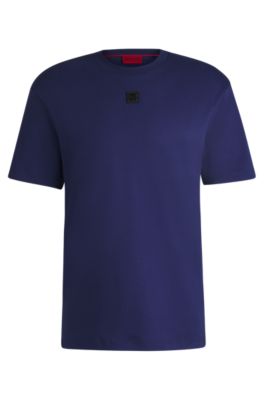 Camiseta en algod&oacute;n interlock con insignia met&aacute;lica con logo apilado, Azul oscuro