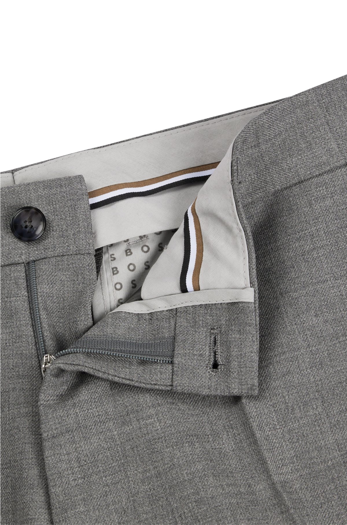 Slim-fit pants in micro-patterned virgin wool, Silver