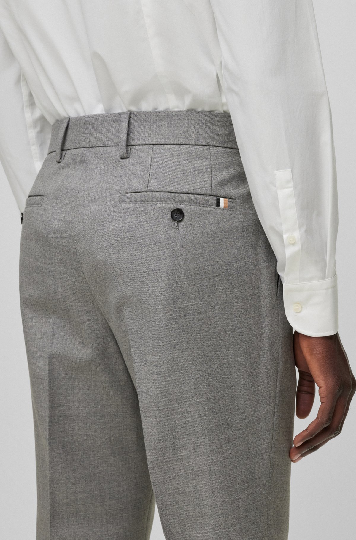 BOSS - Slim-fit in wool pants micro-patterned virgin