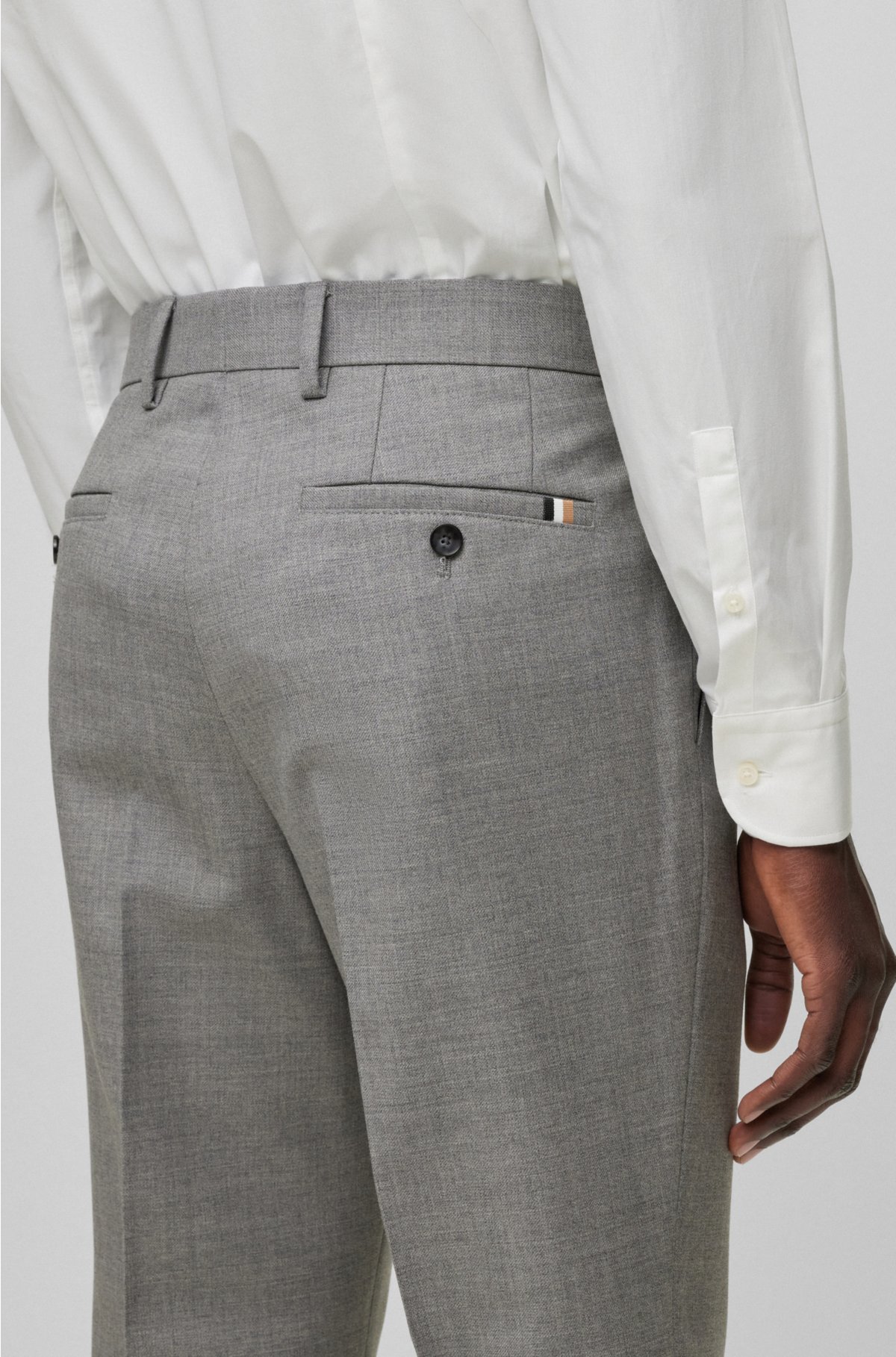 virgin in - wool micro-patterned pants Slim-fit BOSS