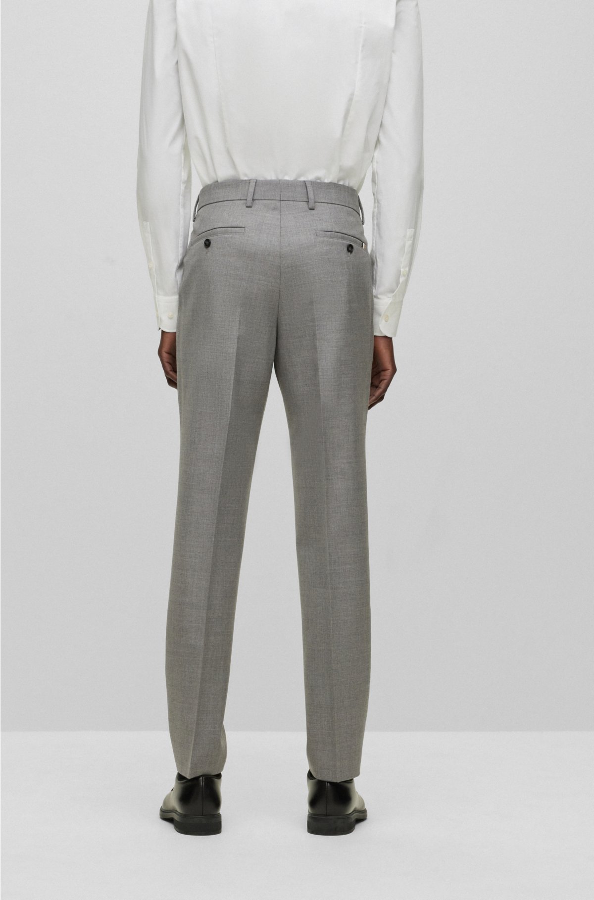Slim-fit pants in micro-patterned virgin wool, Silver