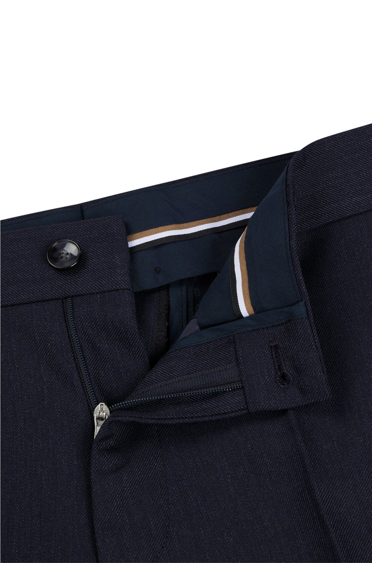 Slim-fit pants in micro-patterned virgin wool, Dark Blue