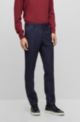 Slim-fit pants in micro-patterned virgin wool, Dark Blue