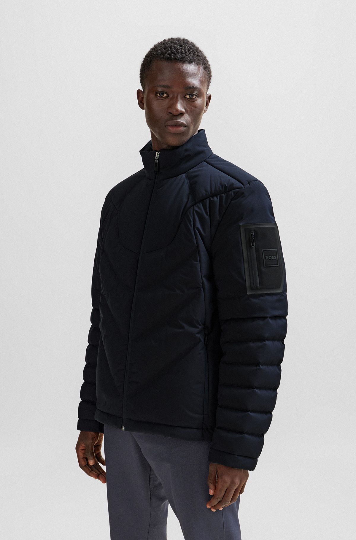 Down-filled jacket with water-repellent finish, Dark Blue