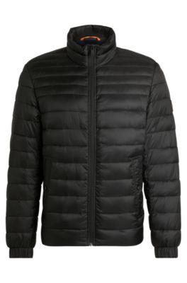 Water-repellent padded jacket with logo badge, Black